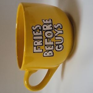 Yellow Phrase Mug 'Fries Not Guys' Soup Cup Coffee Mug